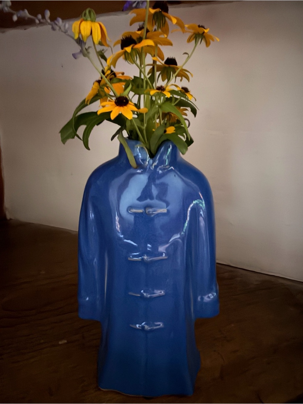 Whimsical Blue Ceramic Coat Vase